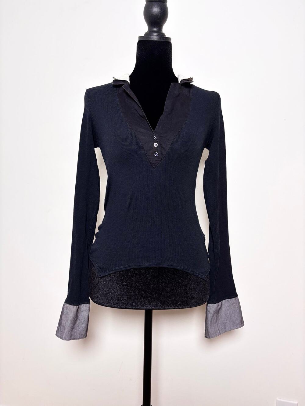 Vtg Y2K Cop Copine Black Double Collar Oversized Cuffs French Archive Size XS/S